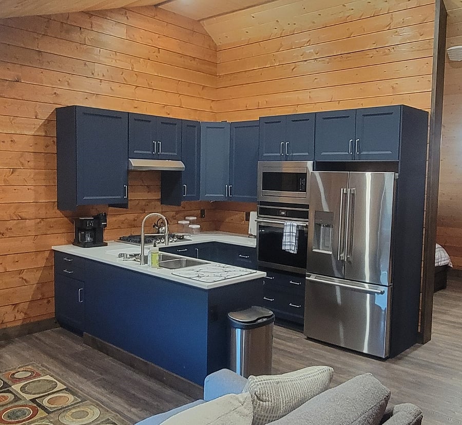 Kitchen has lots of storage for its size & all the appliances necessary.