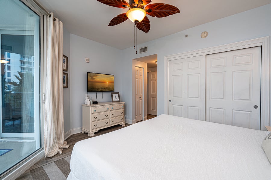 The serene king suite offers a TV and balcony access