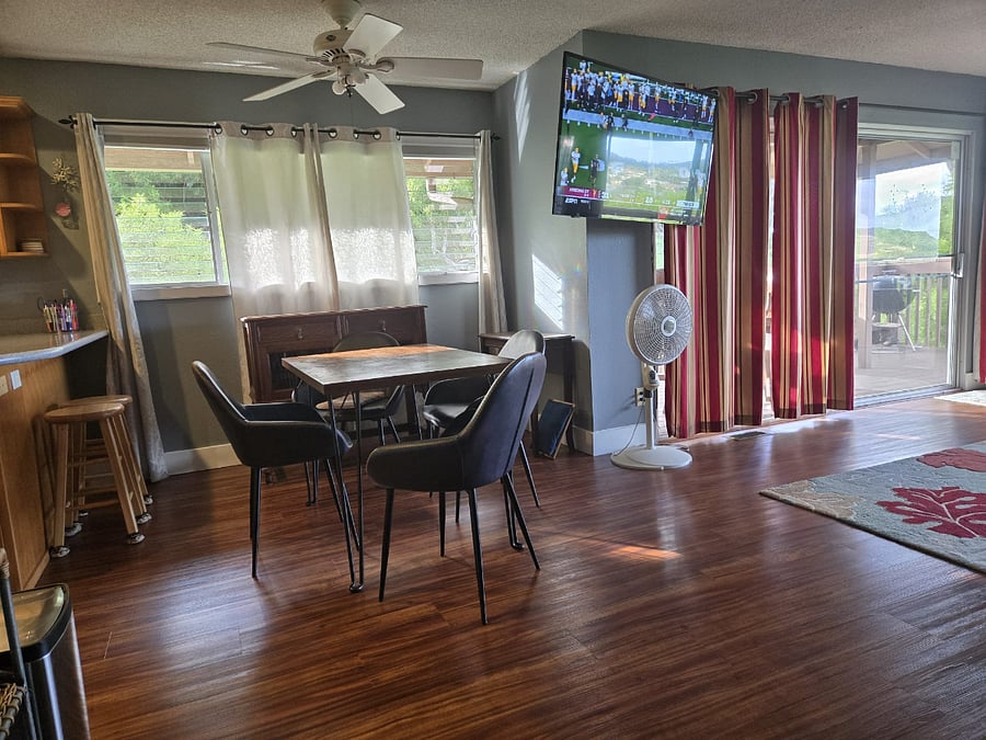 TV swiveled towards living room
