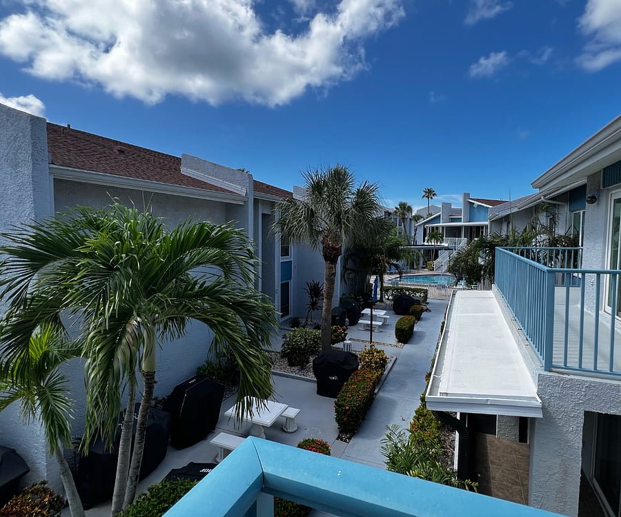 Pool view from the front door and balcony.