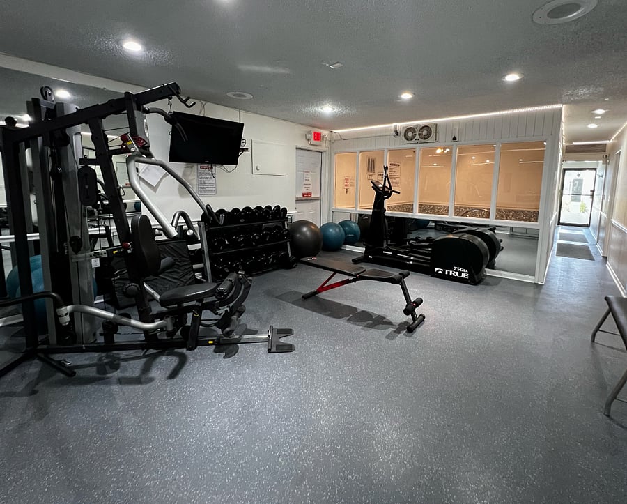 Weight room at the complex