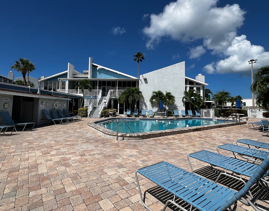 Main heated pool at the community and pool bathrooms