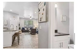 kitchen area and half bath