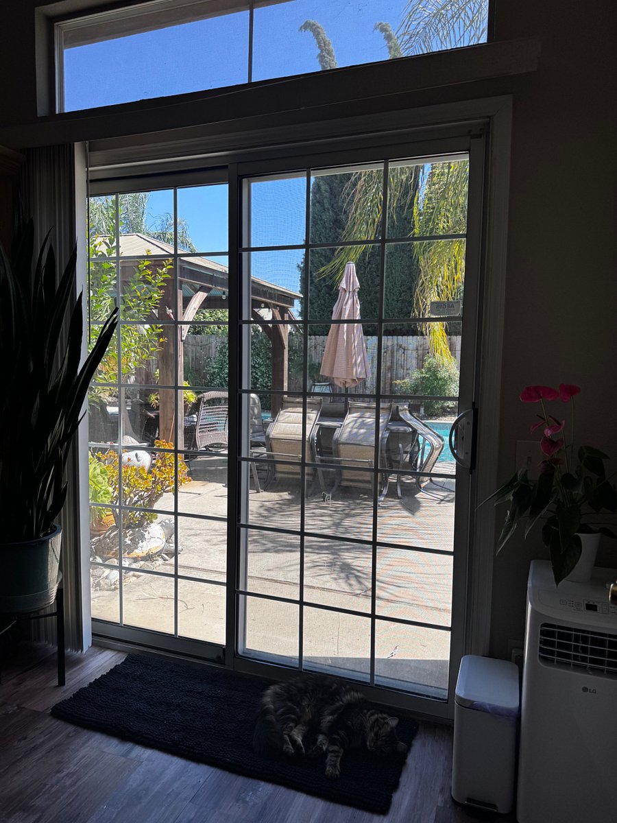 Private entrance with key and view from the room