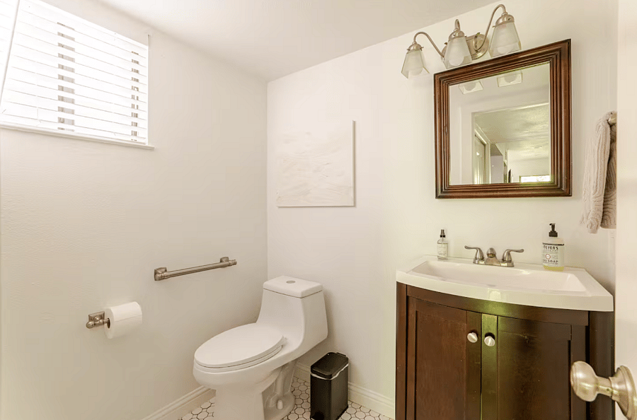 Lower level powder room