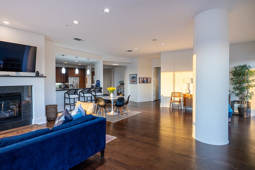 Living room with open kitchen