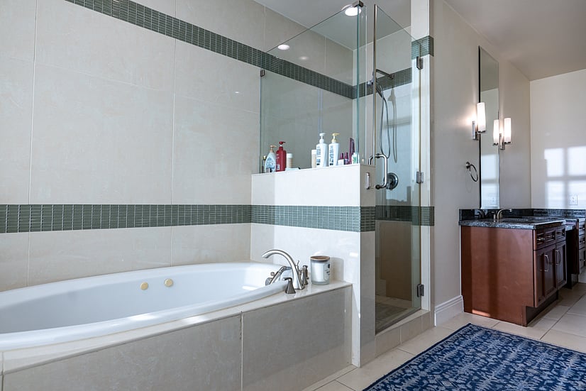 Master bathroom with walk-in closet
