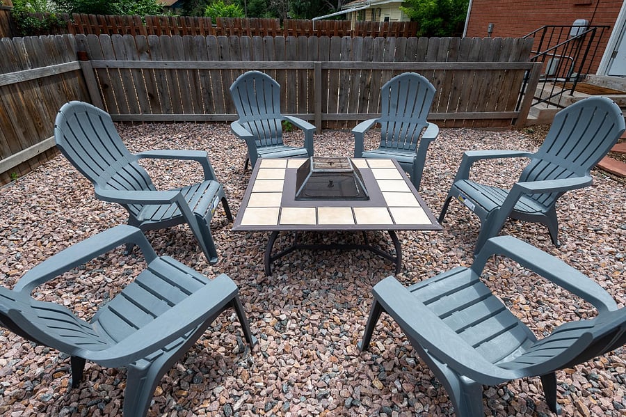 Shared fire pit and grill area.