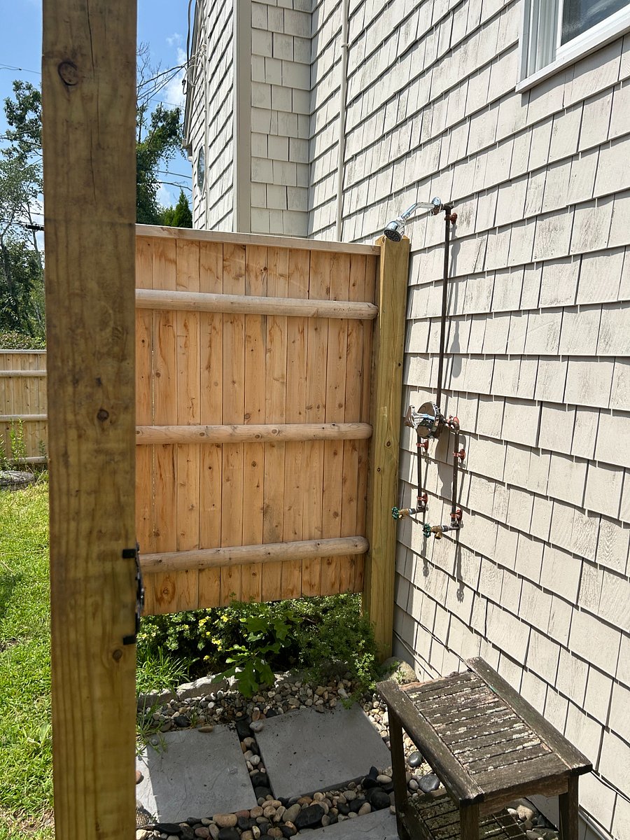 Outdoor shower is weather dependent I do shut the shower down when the weather begins to freeze.