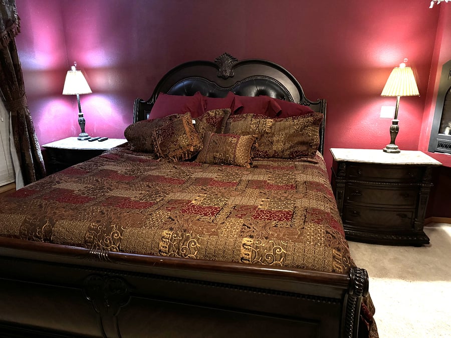 Bedroom #1 (Red)  King Sized Bed