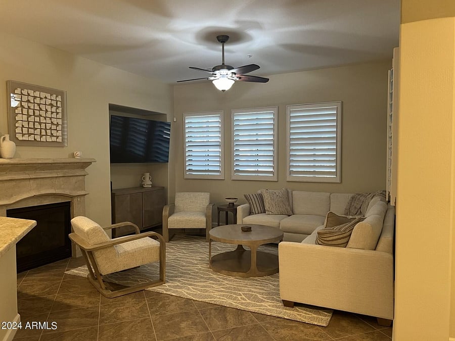 Living room with fireplace