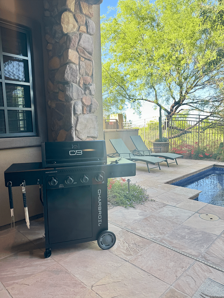 Personal grill on back patio