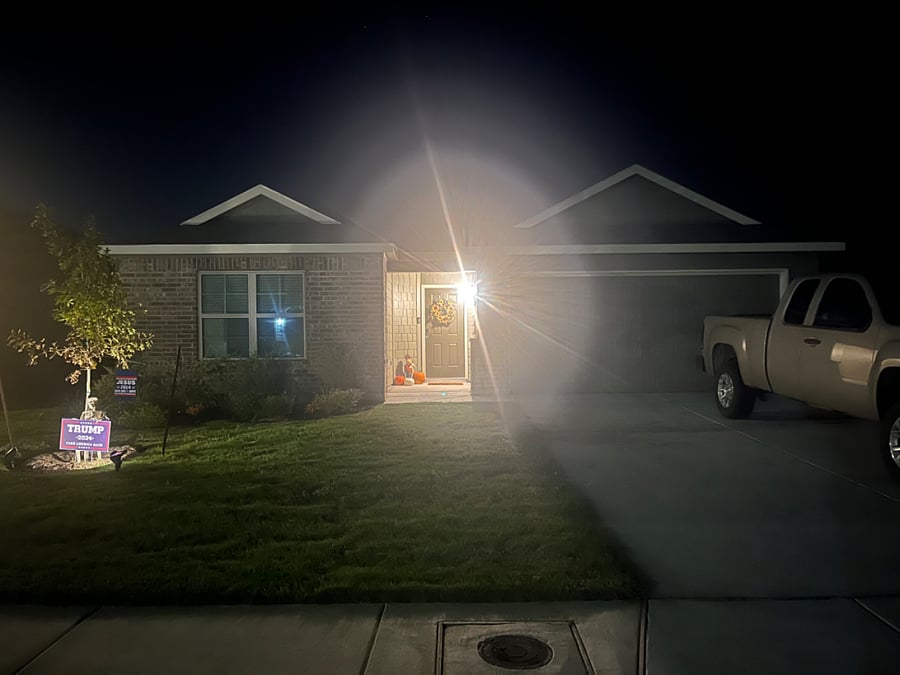 Out door lighting which turns off with Alexa. 