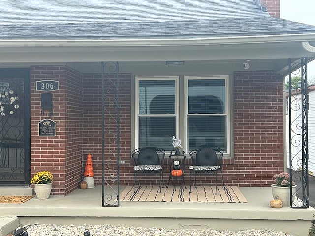 Covered shaded front porch