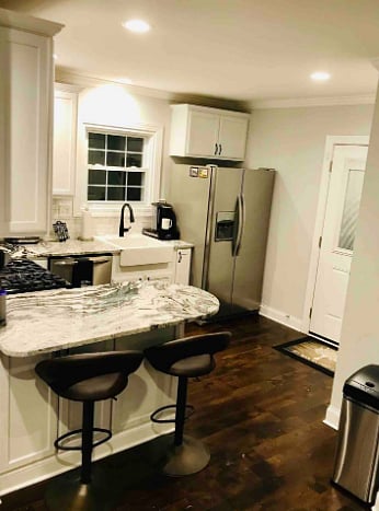 Kitchen with counter seating for 3.