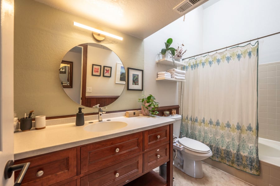 Bright bathroom with a skylight