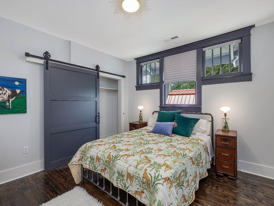 queen room with full closet, dresser 