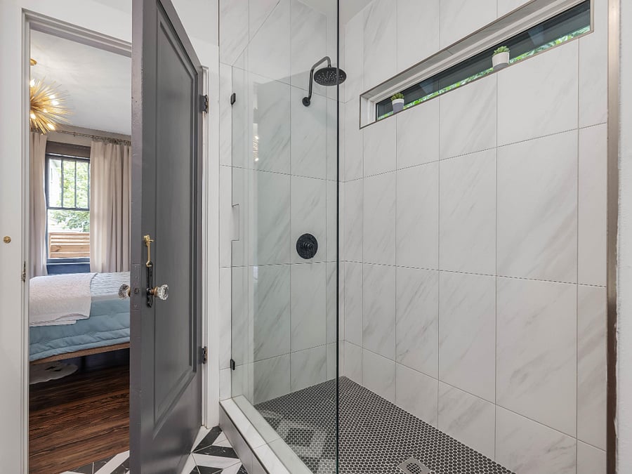 master shower with rain flow faucet