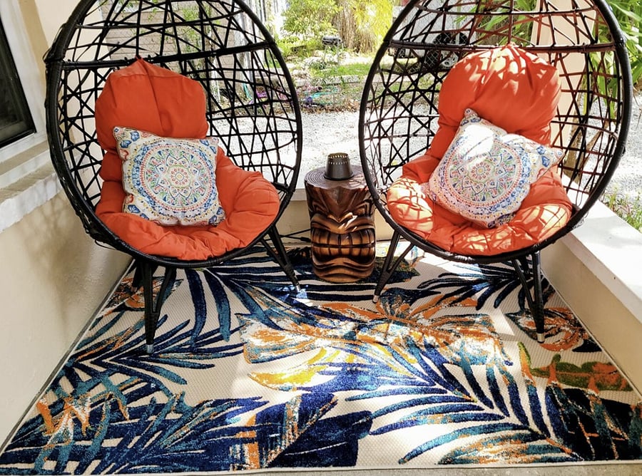 The front porch is perfect for cozying up in the egg chairs with your cup of tea or coffee in the mornings.