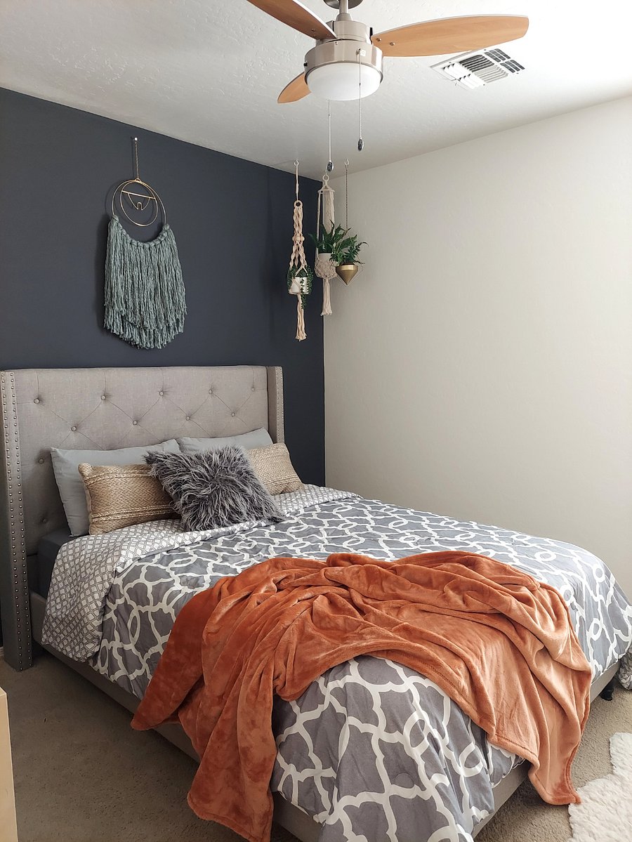 Full size bed with new bedding and mattress