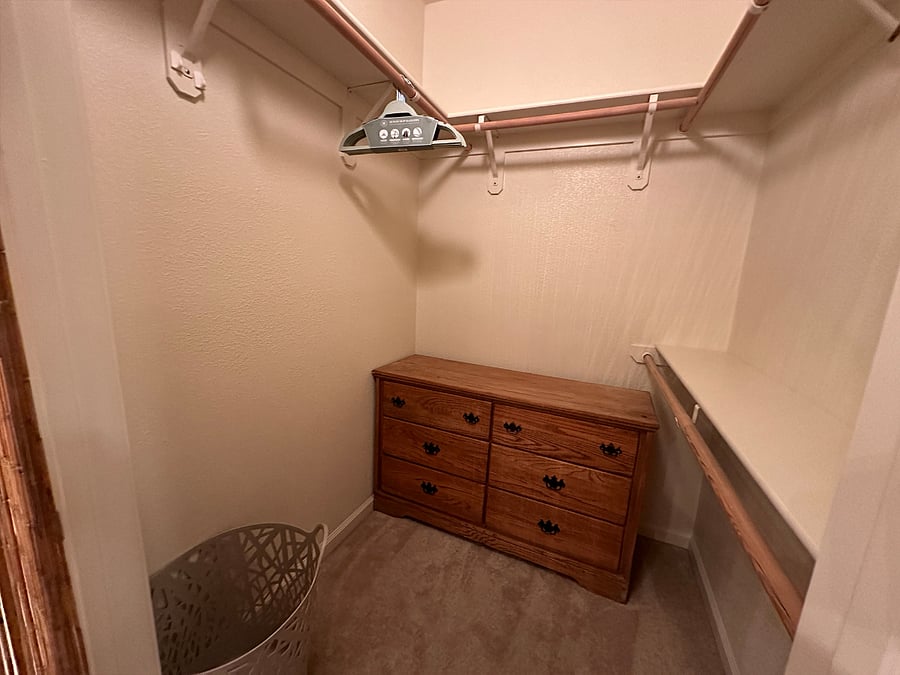 Walk in closet. Spacious with lots of hangers available.
