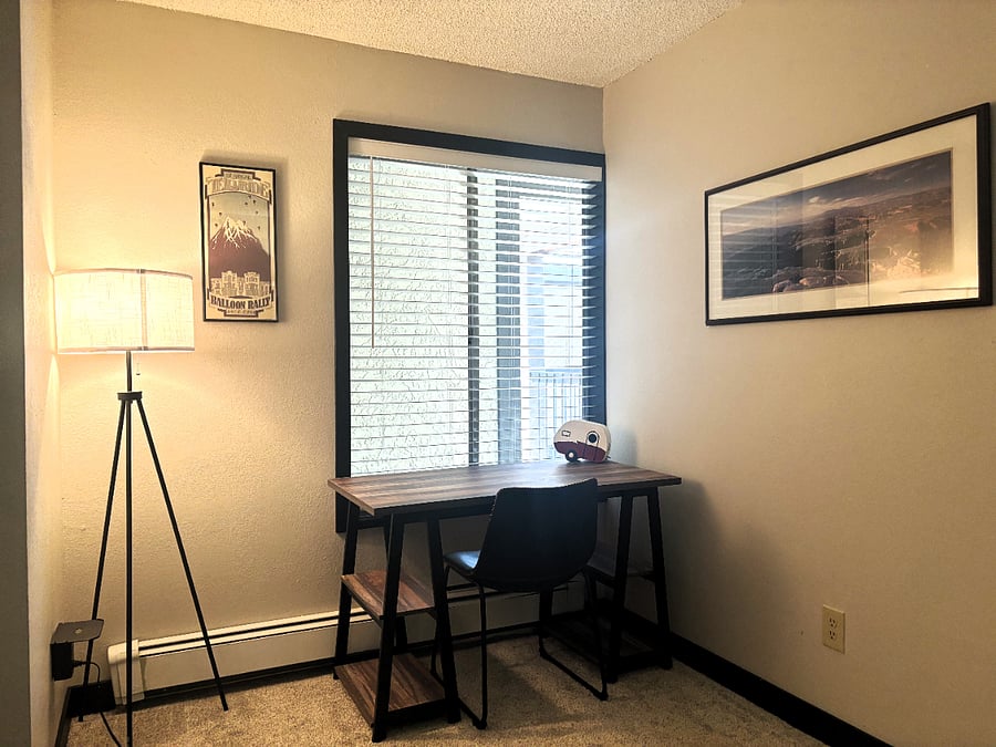 Second bedroom has a dedicated workspace