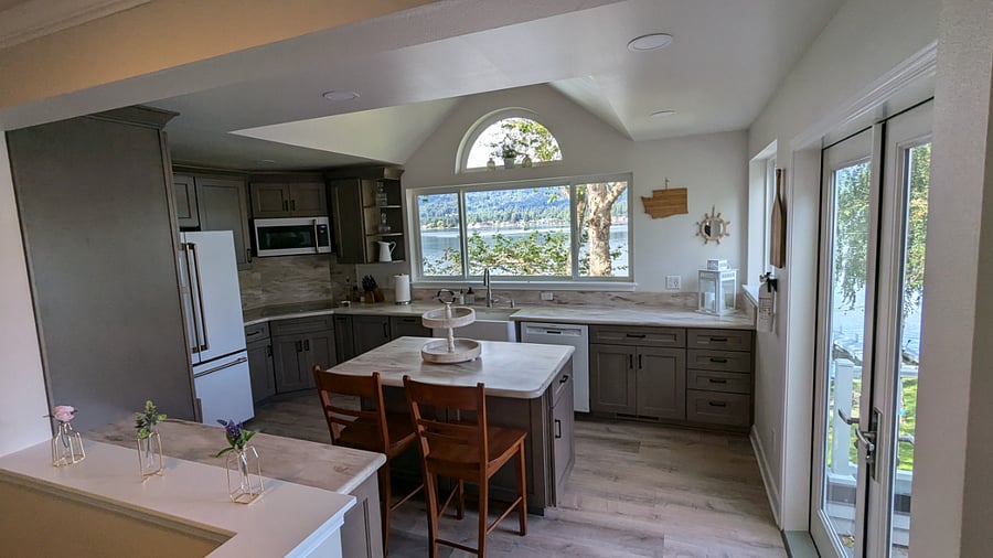 Entering the Kitchen. The patio is out the doors to the right.