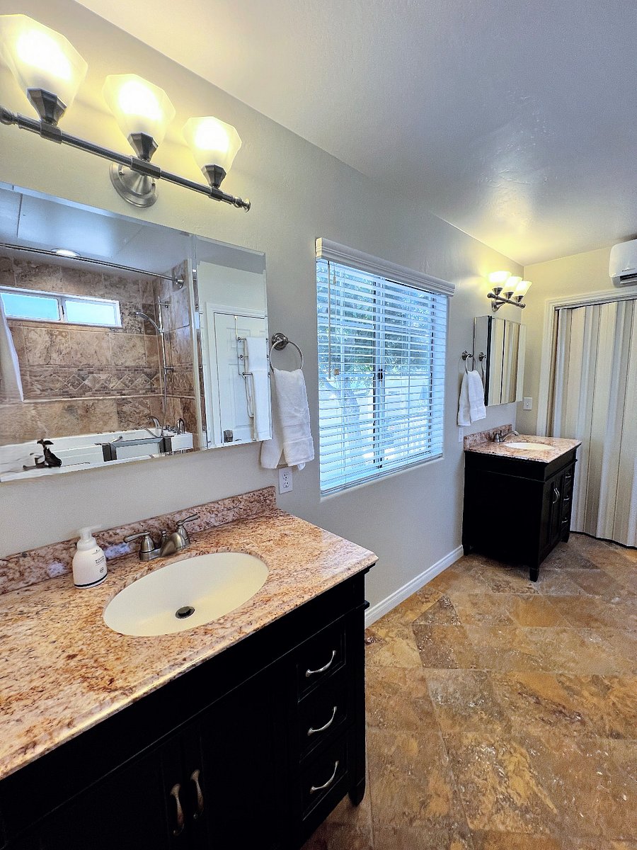 Master Bath, 2 sinks and Vanities, Rail at Toilet