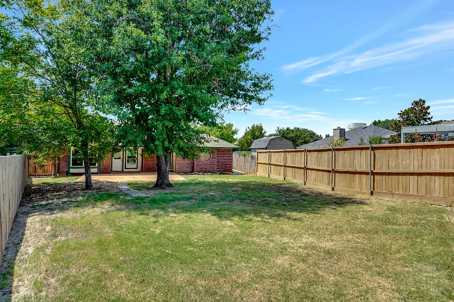 fully fenced back yard.