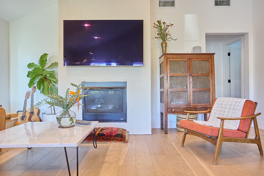 Smart TV and Electric Fireplace