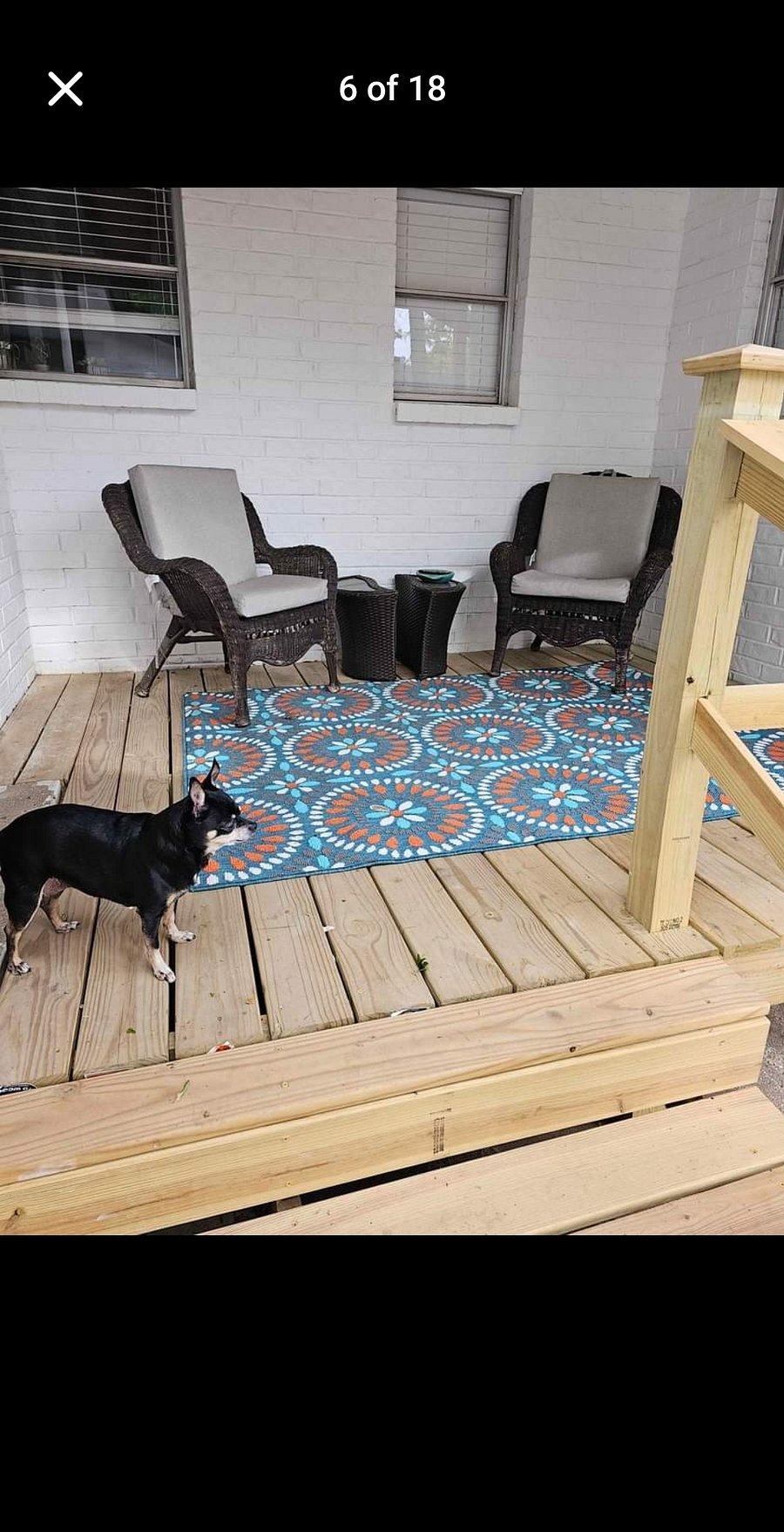 Backyard deck with Lil Mama