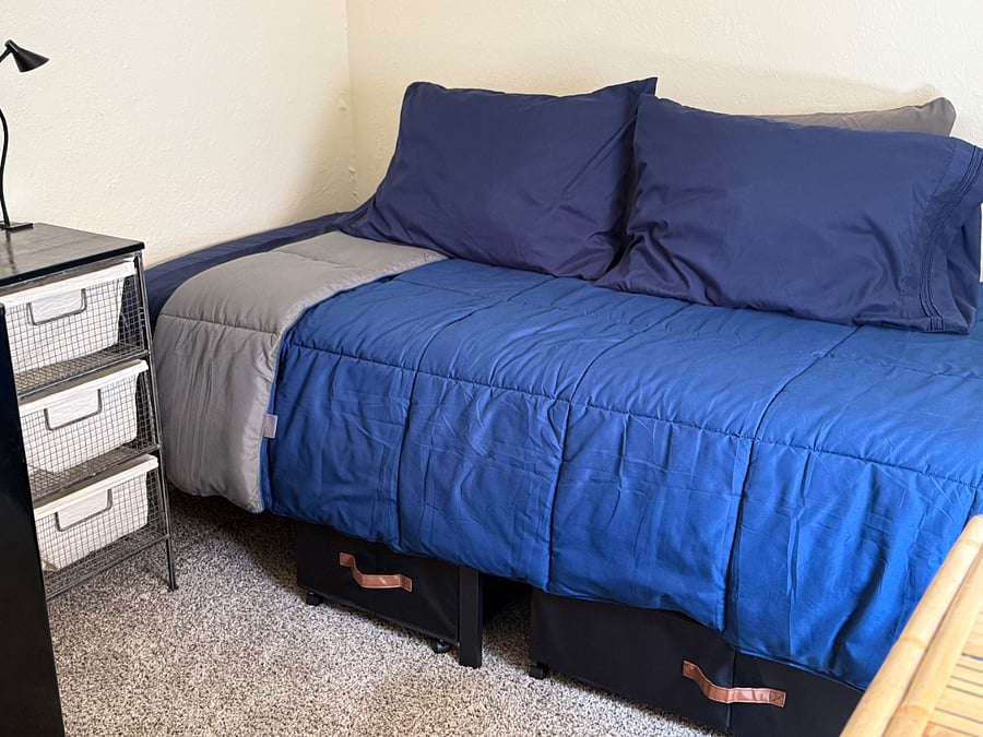 XL Twin longer length maximizes both comfort and efficiency in the micro-studio. Same length as a queen bed. Can double as a daybed for seating as well.