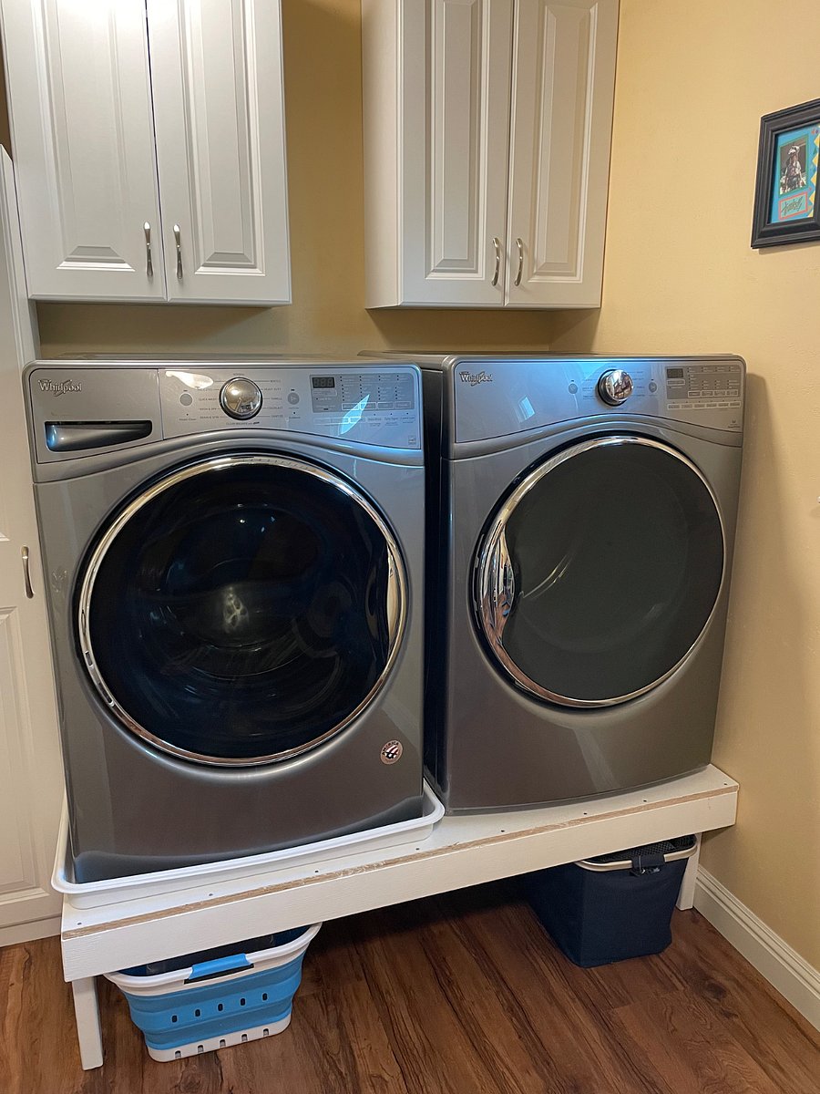 High capacity washer, dryer, laundry tub, iron and ironing board available here. Laundry soap included unless you prefer your own brand.