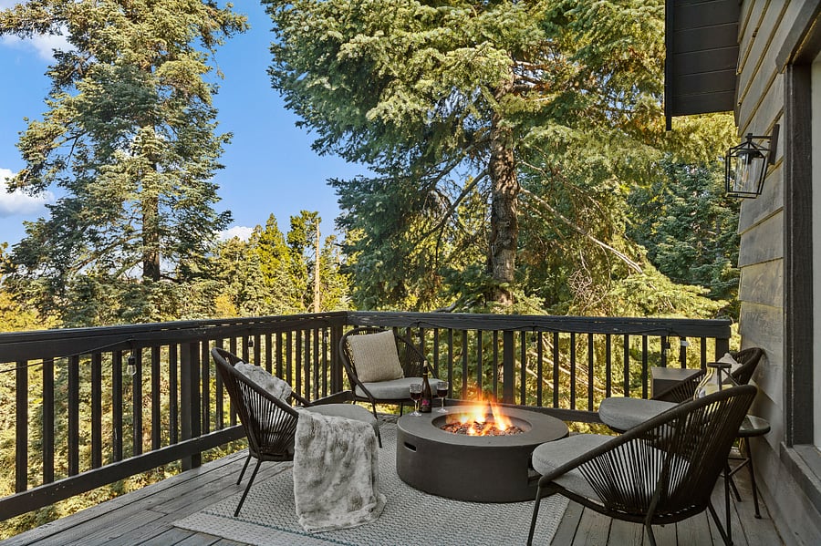Get cozy next to the propane fueled fire pit