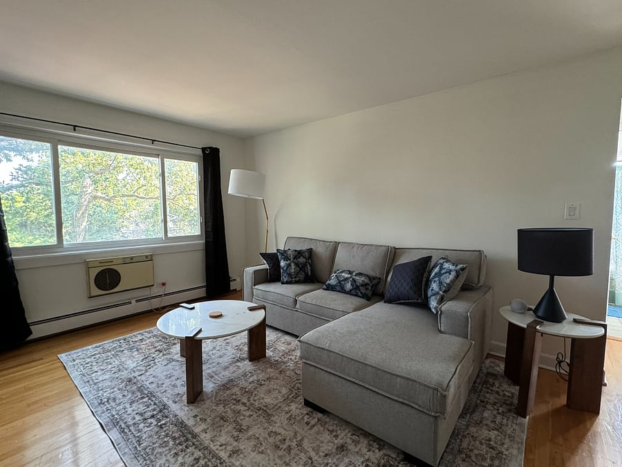 The main living area boasts a powerful "sleeve" AC unit which cools the entire place.