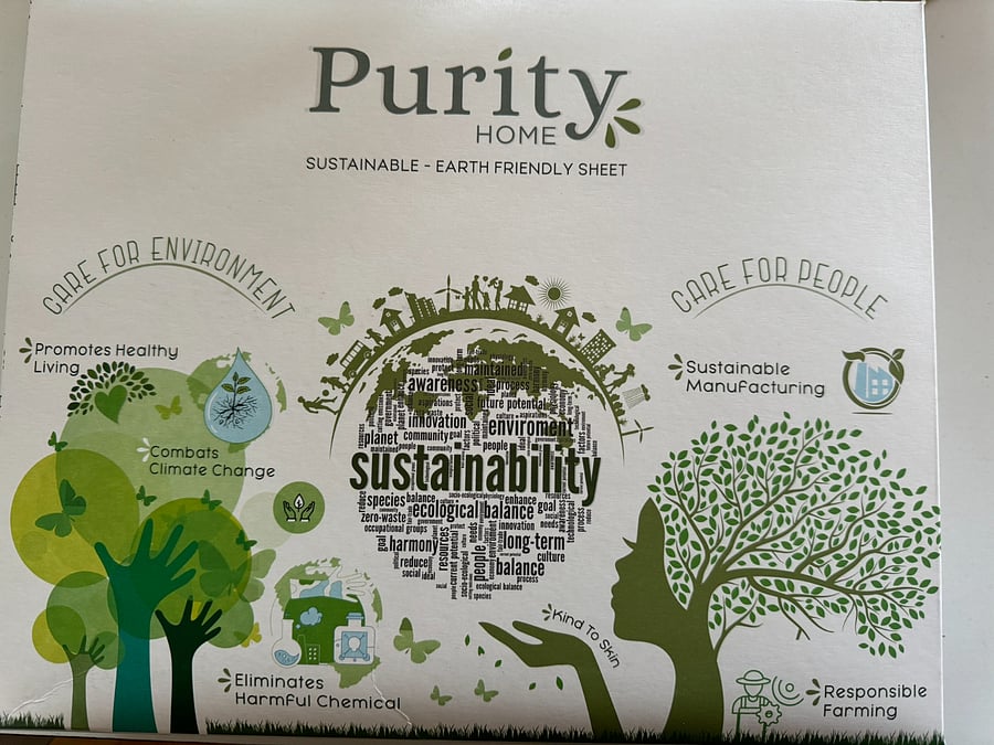 100% cotton sheets.  Eco-friendly is our goal!