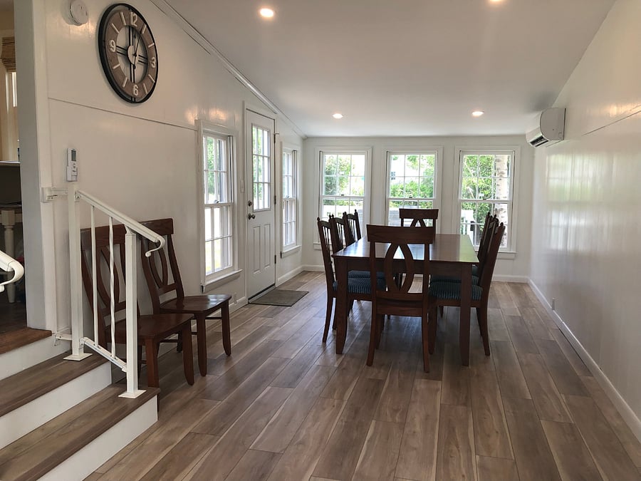 Dining room with door to back yard/deck