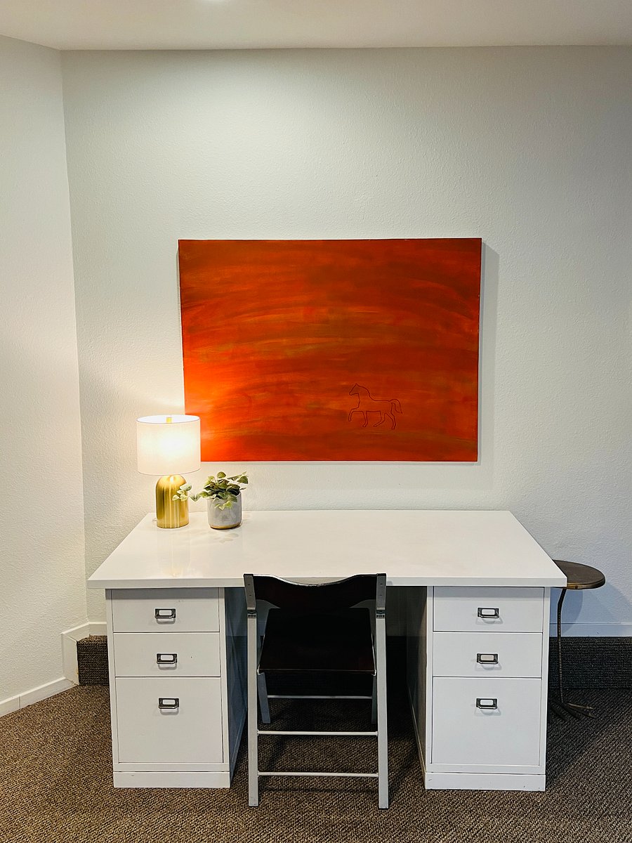 Large desk for remote work.