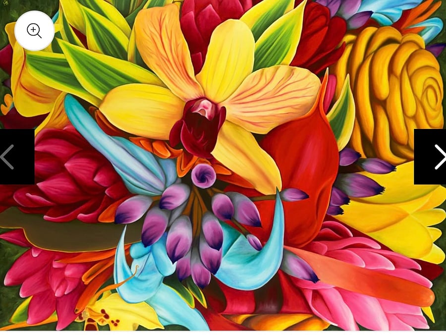 Anna Keay's Floral Explosion which has been installed above the buffet.