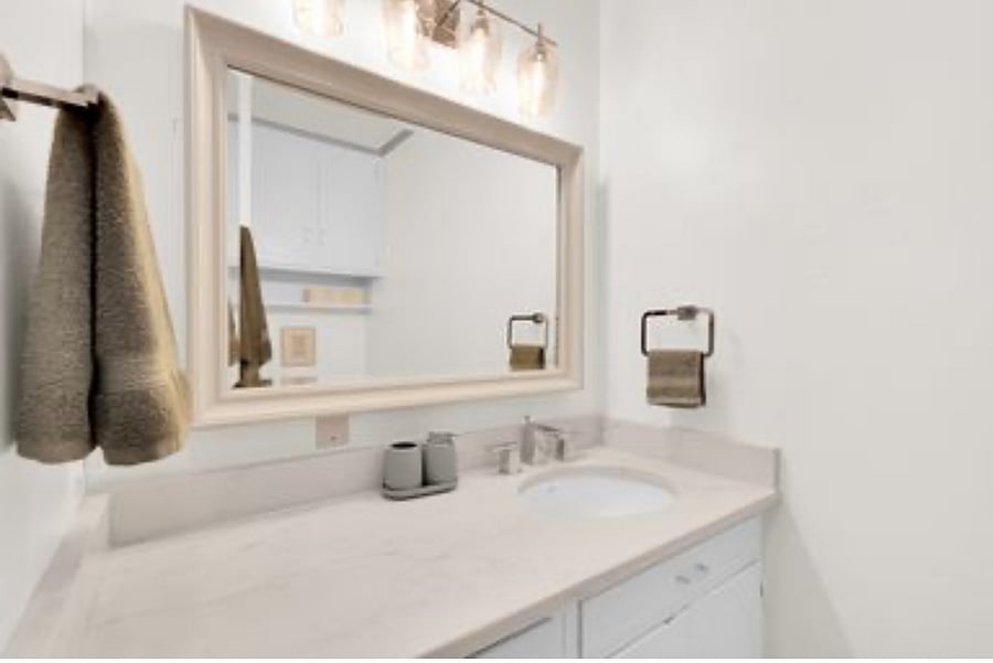 Primary Bathroom (A)
Large countertop area.