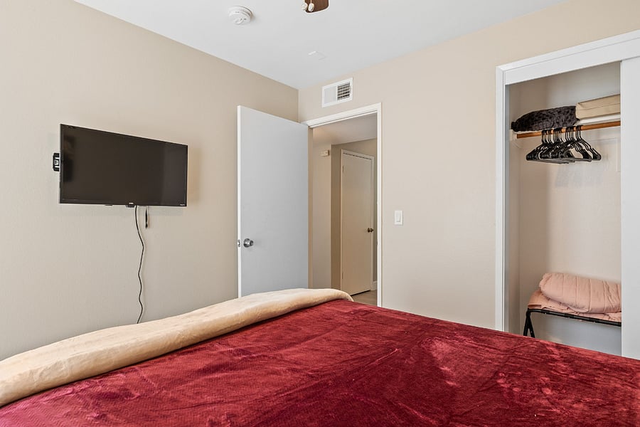 Bedroom Five with Roku TV & Closet