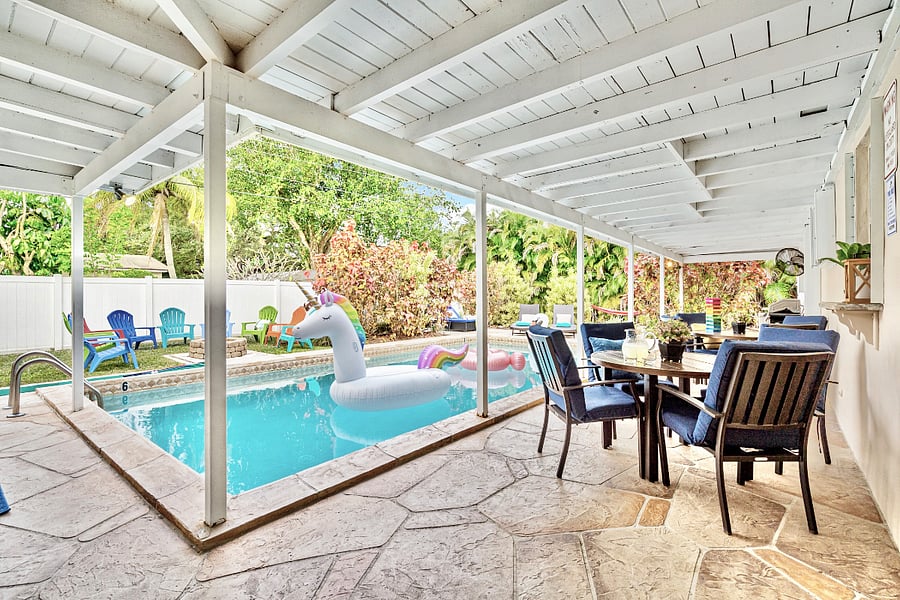 Outdoor Dining on the covered patio.