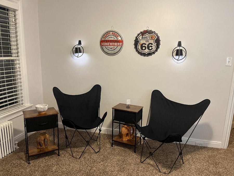 A full size bed will replace the two chairs if a tenant would rather have a bed in there or just keep it as an office with two chairs