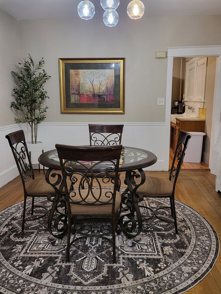 Dining room with air conditioner during summer months.