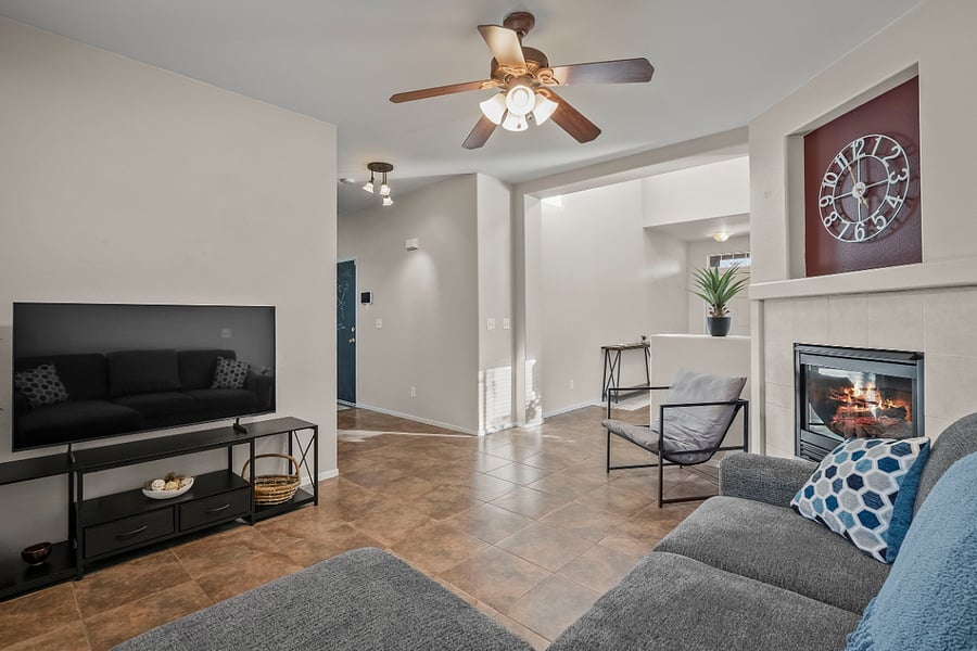 Living room and 55" Samsung smart TV