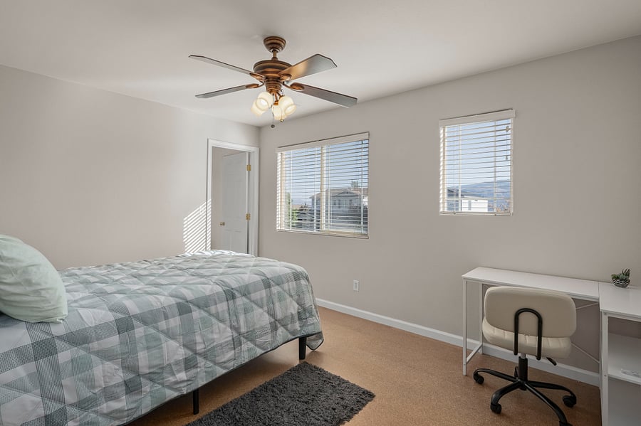 Guest bedroom #2 with a small desk and great view of the eastern Sierras.