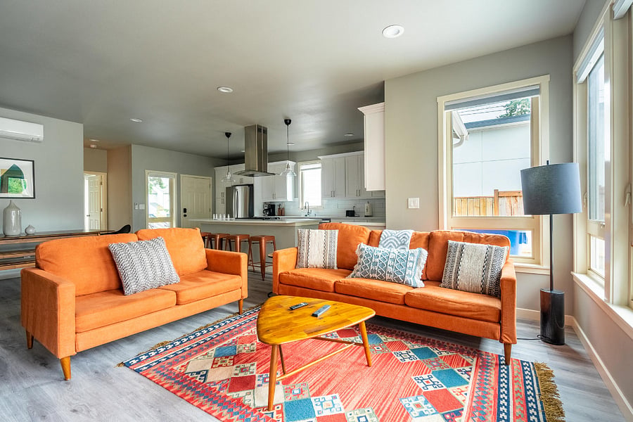 Livingroom and kitchen.