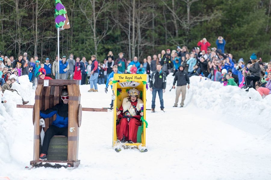 Outhouse Race at Sapphire Valley Ski Resort, mid February (40 minutes drive)