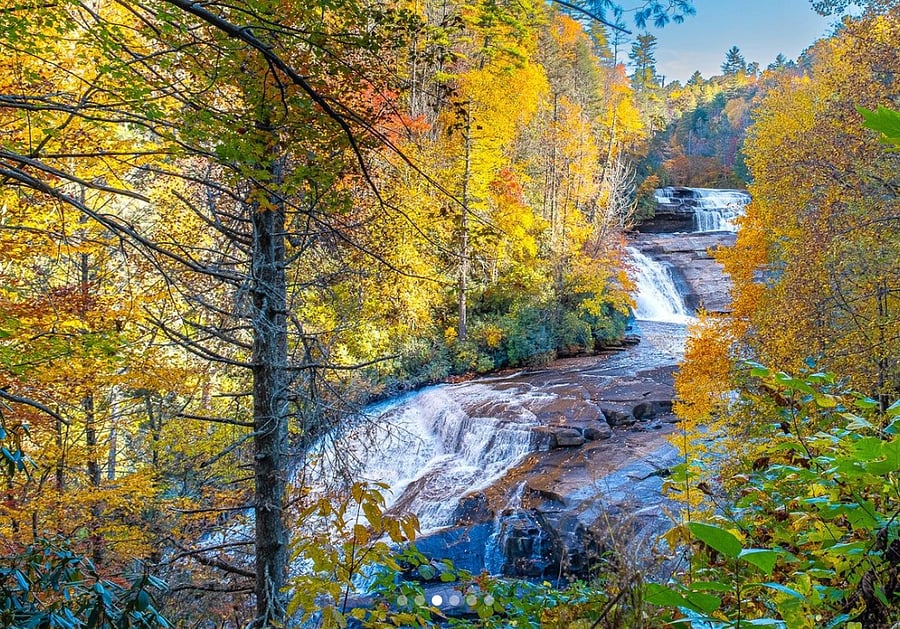 Triple Falls at Dupont State Forest during Fall Season