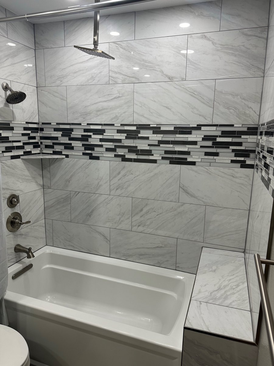 Master bathroom with extra large tub and shower